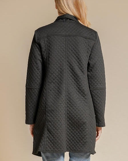 Quilted No Button Long Coat