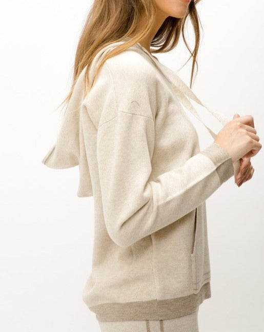 Sweater Hoodie Contrast Trim