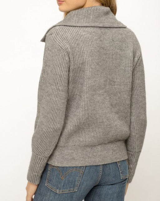 Turtleneck Button Down Ribbed
