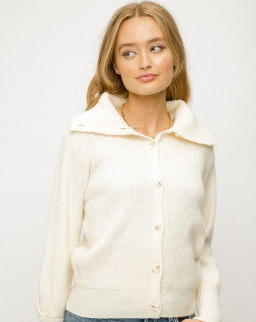 Turtleneck Button Down Ribbed