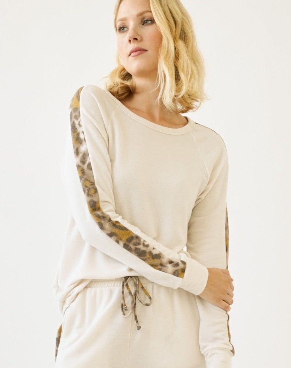 Leopard Print Crewneck Lightweight Sweater