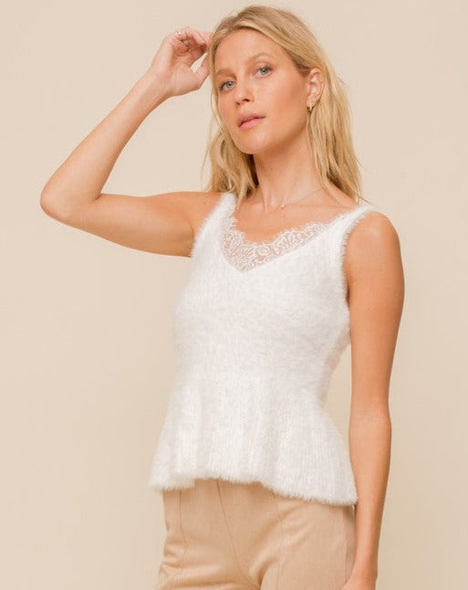 Fuzzy Lace Trim Cami
