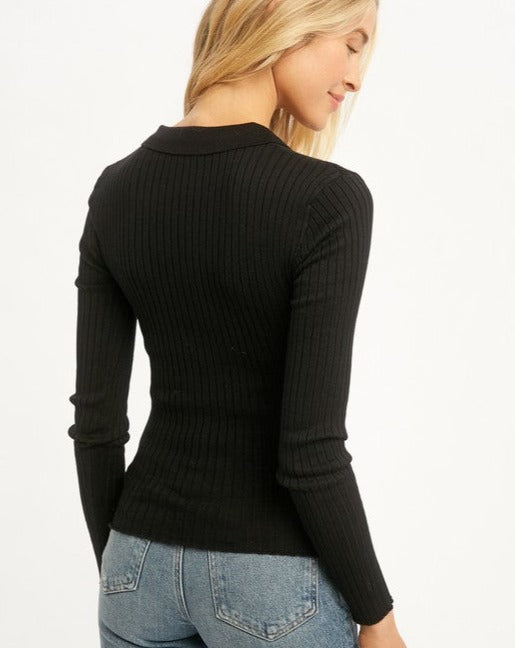 Ribbed Zip Front LS