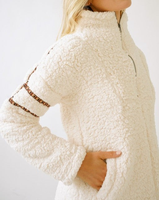 Faux Fur Half Zip Pull Over