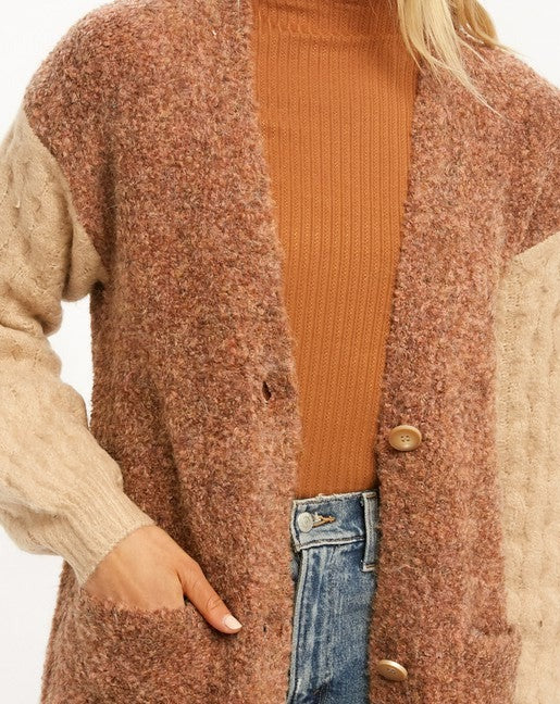 Three Button Cable Knit Sleeve