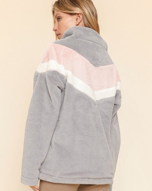 1/2 Zip Soft Chevron Stripe