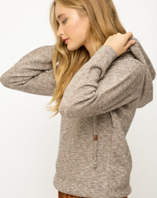 Knit Hoodie w/ Wood Beads
