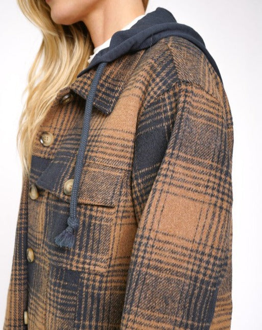Plaid Button Down Hoodie