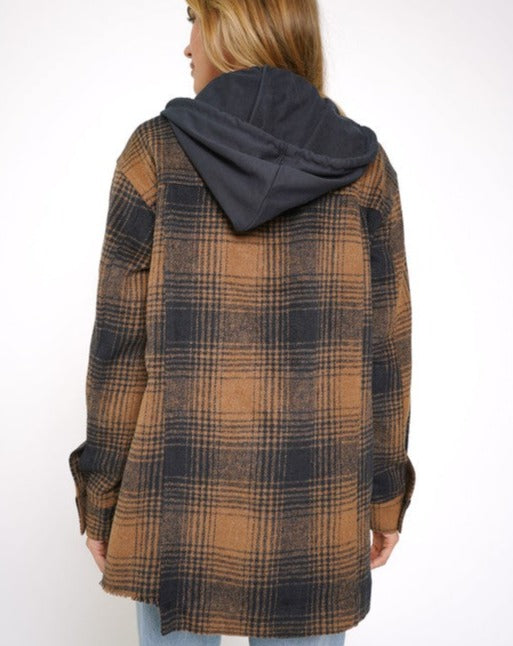 Plaid Button Down Hoodie