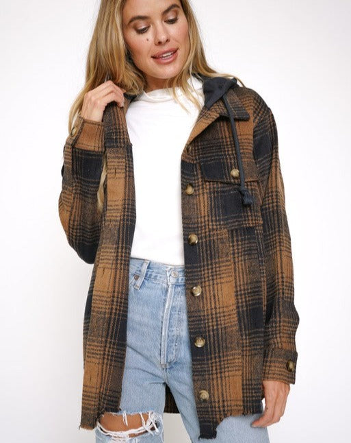 Plaid Button Down Hoodie