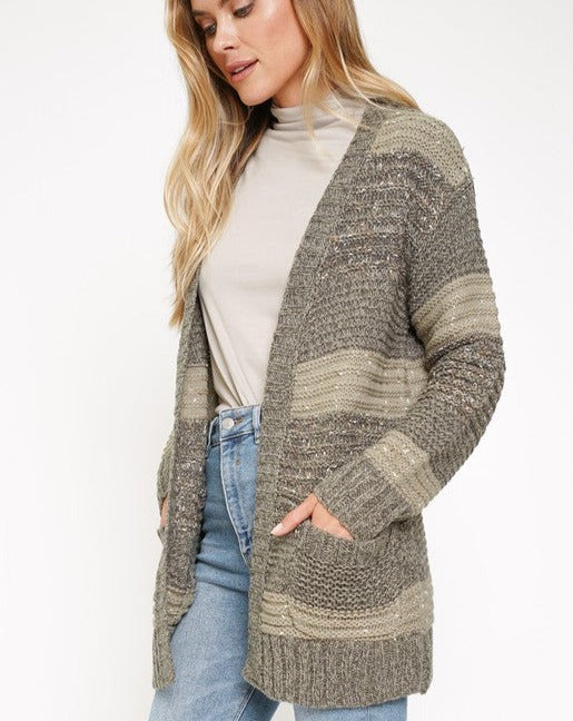 Textured No Button Cardigan