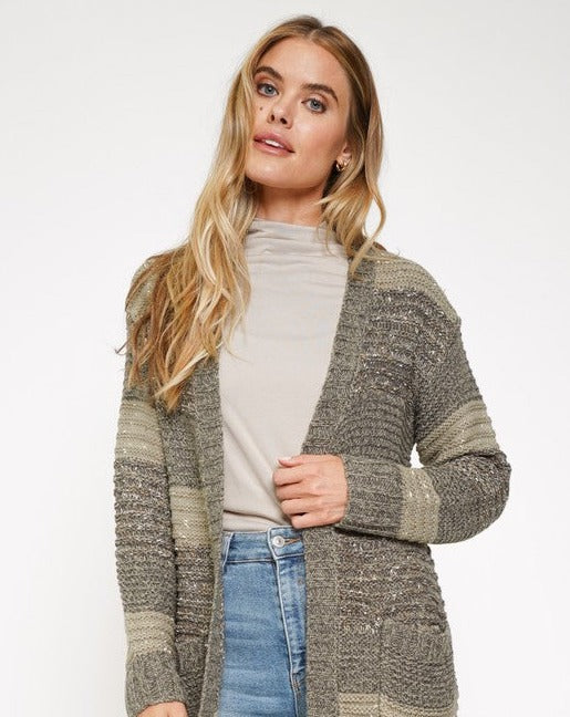 Textured No Button Cardigan