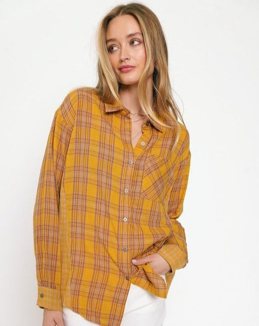 Plaid Flannel Button Down Top