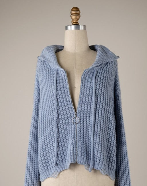 Zip Front Cropped Sweater