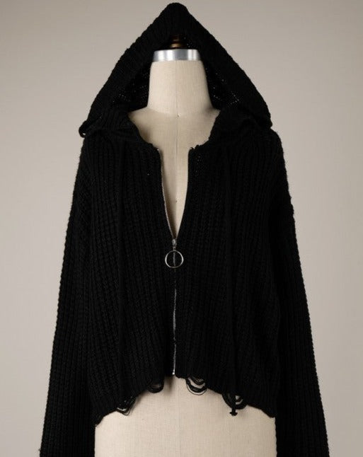Zip Front Cropped Sweater