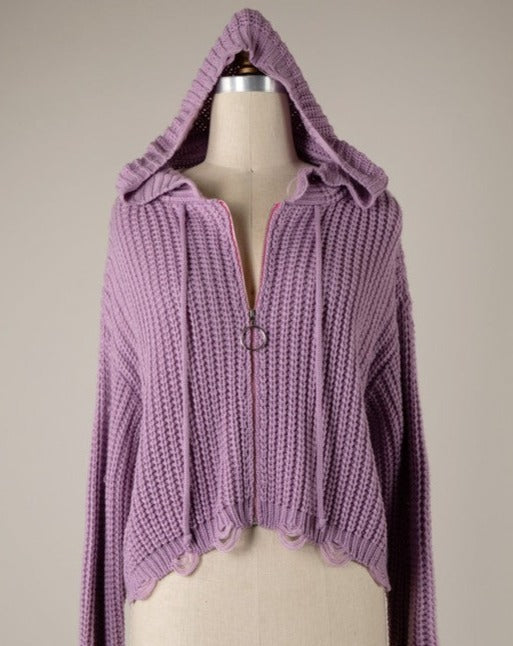 Zip Front Cropped Sweater