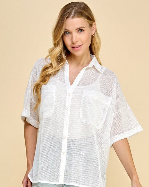 Mesh Button Down Shirt