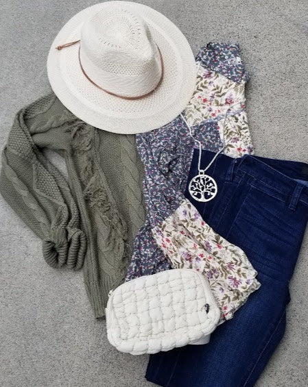 Cable Knit With Fringe Trim Sweater