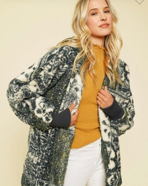 Paisley Print Zipper Fluffy