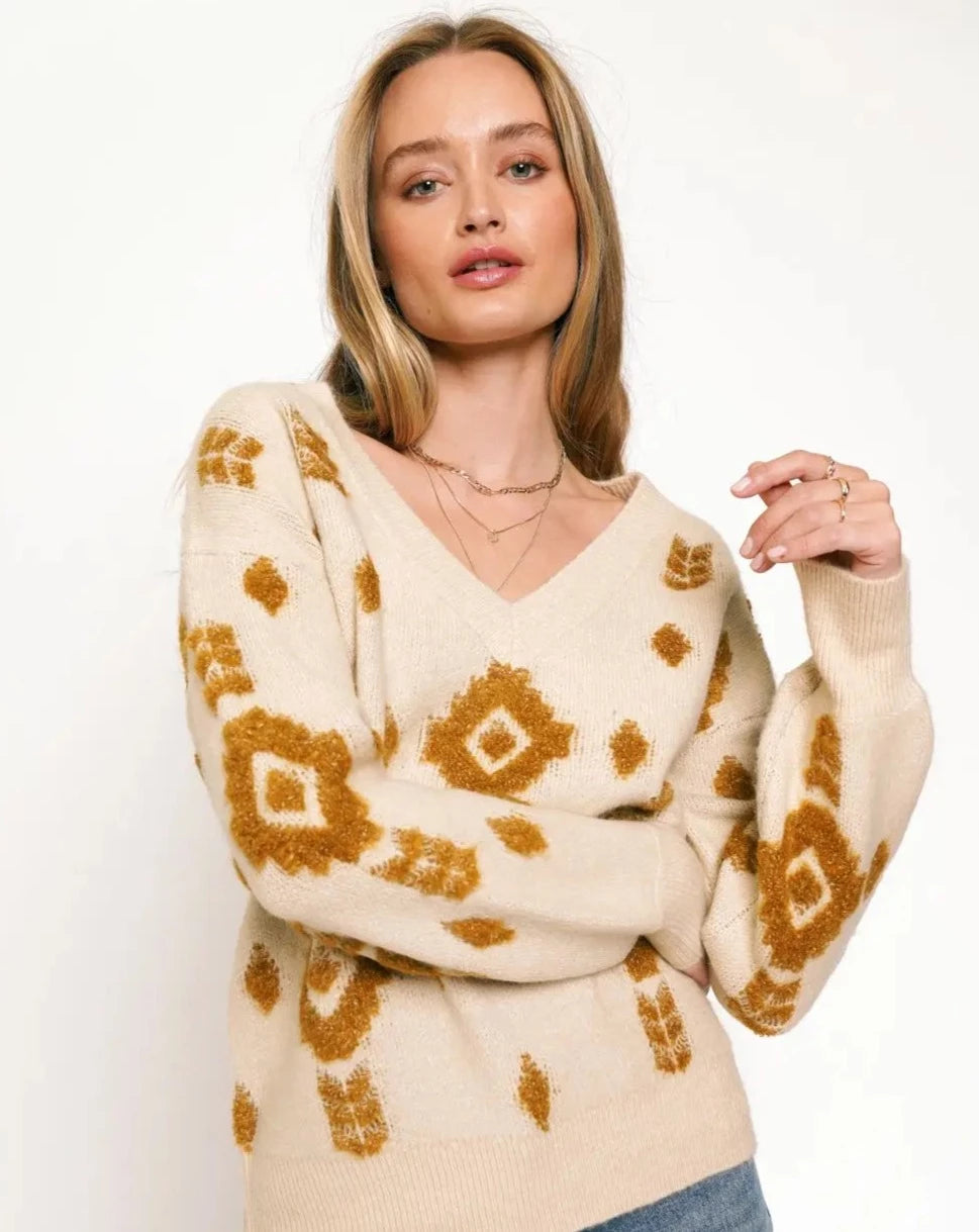 Aztec V-Neck Sweater