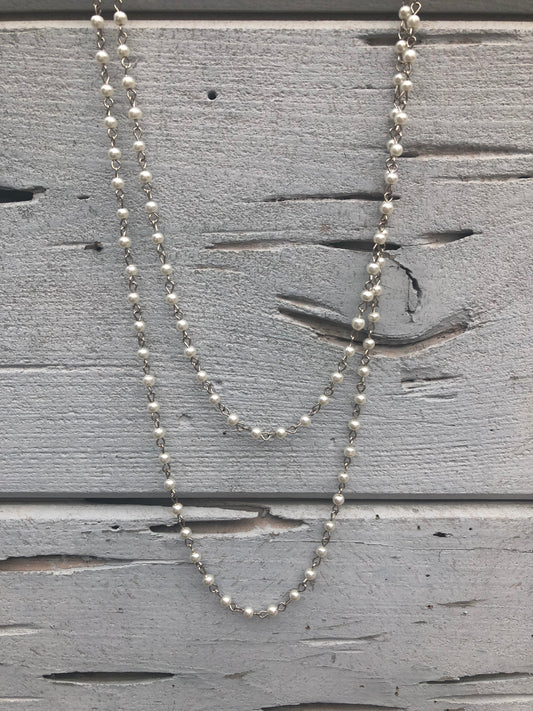 Beaded Wrap Necklace Pearl