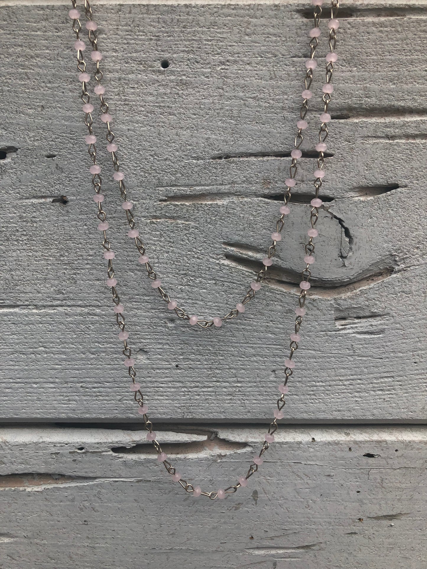Beaded Wrap Necklace Soft Pink