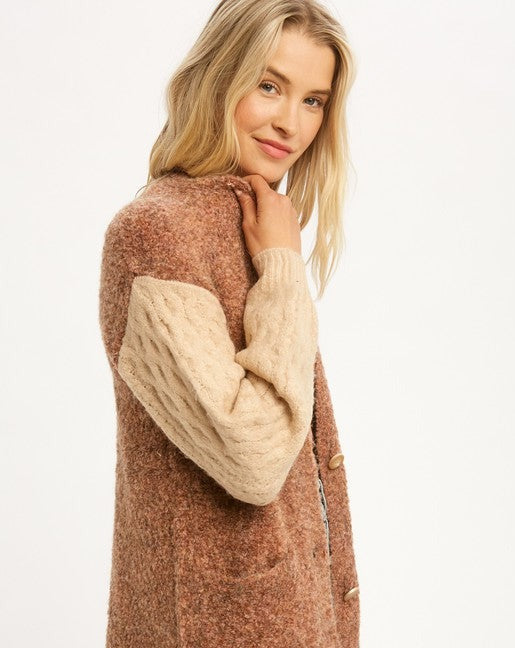 Three Button Cable Knit Sleeve