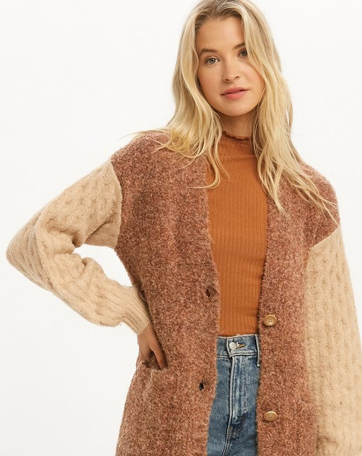 Three Button Cable Knit Sleeve