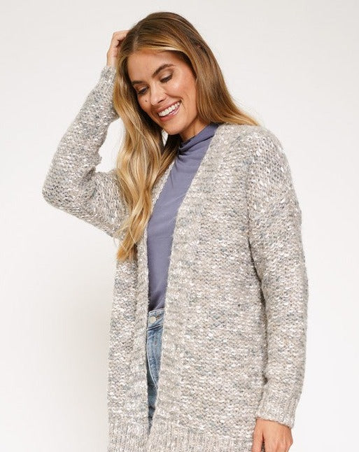 Speckled Texture Open Front Cardigan