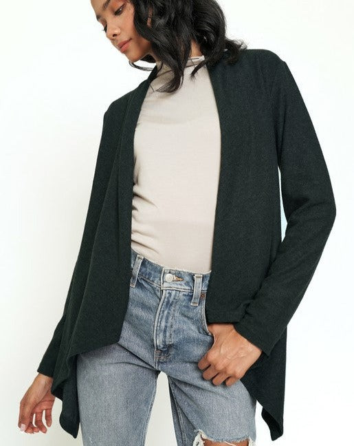 Open Front Charcoal Grey Cardigan