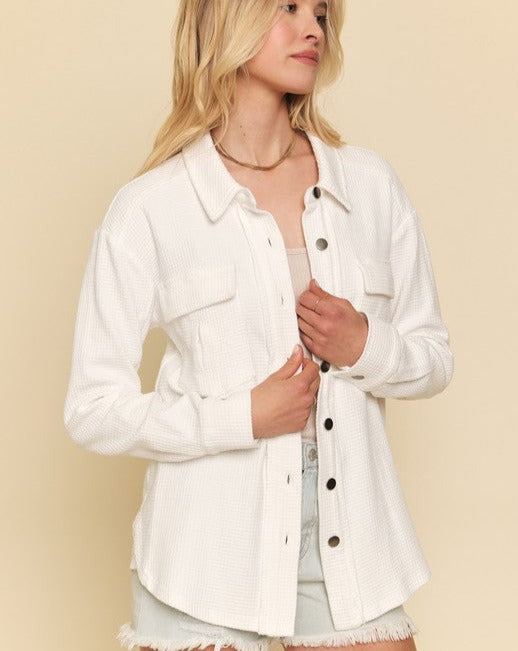 Waffle Texture Button Down