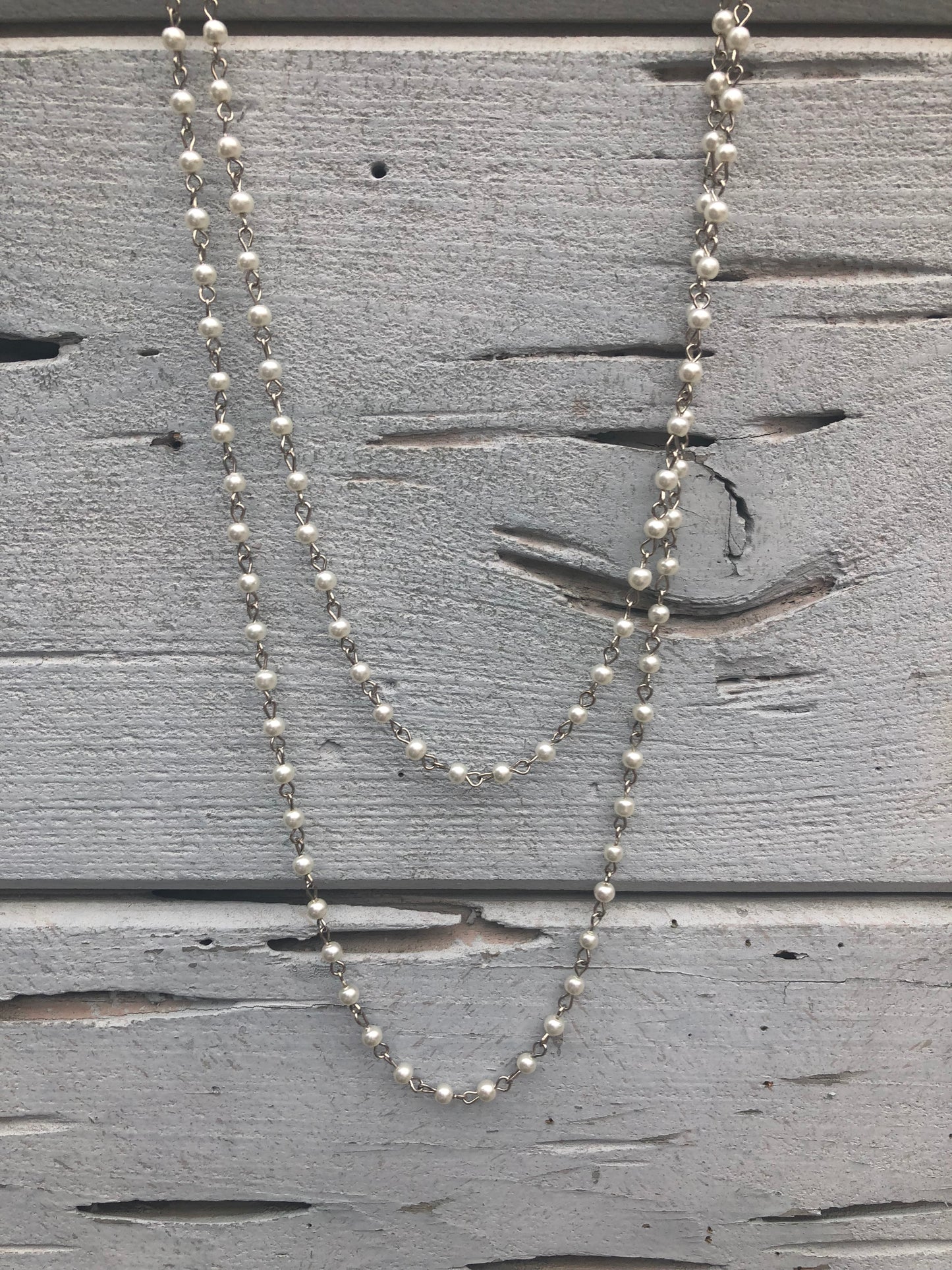 Beaded Wrap Necklace Pearl
