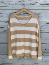 Lightweight Oversize Stripe Sweater Taupe
