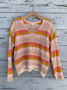 Novelty Stripe Sweater Pink