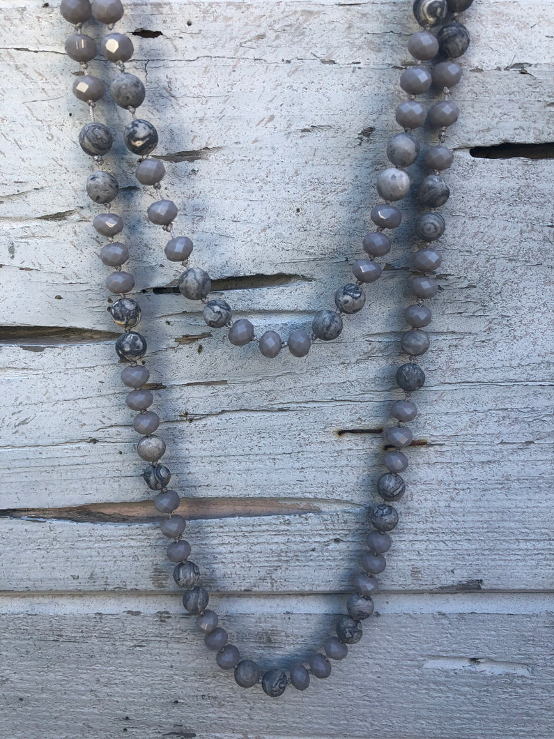 Charcoal Stone Beaded Necklace