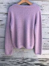 Long Sleeve Lavender Faux Cashmere, with Delicate White Stars, Sweater
